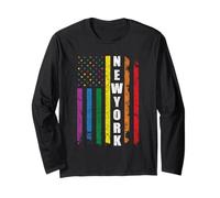 New York Us American Flag Rainbow Gay LGBT Pride Month Manga Larga