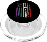 New York Us American Flag Rainbow Gay LGBT Pride Month PopSockets PopGrip para MagSafe