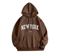 New York Usa Backwoods - Sudaderas con capucha para hombre, diseño gráfico con cordón de ajuste, manga larga, atlético, letras atléticas, suave, a la moda, para otoño, gótico, cómodo, campestre, café,