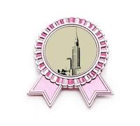 New York USA Building Art Deco Fashion Badge Pin Pink Winner Award Medal, Medium, Metal