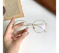 NEWADA Gafas de Lectura de Alambre Retro for Mujer, Espejo de luz Plana de Metal clásico, lectores de Gafas de computadora con Bloqueo de luz Azul HD (Color : Golden, Size : +2.50)