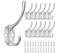 Newaner 12 Piezas Ganchos Percheros de Pared, Antiguo Ganchos de Retro con 24PC Tornillo, Vintage de metal Gancho para Ropa Sombrero Dormitorios Baños Armarios Gabinete (Plata)
