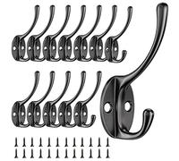 Newaner 12 Piezas Ganchos Percheros de Pared, Antiguo Ganchos de Retro con 24PC Tornillo, Vintage de metal Gancho para Ropa Sombrero Dormitorios Baños Armarios Gabinete (Negro)