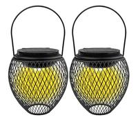 Newaner 2 Piezas Farolillos Solares Exterior, Farolas Solares Exterior, Lámpara Solar Faroles, Lamparas Vintage Decoracion con Bombilla LED Impermeable, para Jardin, Acampar, Jardín, Terraza, Porch