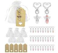 Newaner 33 piezas Bautizo Boda Invitados Colgante Regalos con Bolsa de Organza y Etiqueta Papel de Estraza, Llavero de Ángel para Fiesta y Navidad de Bodas Comunión Regalo de Confirmación, Multicolor