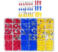 Newaner 480 piezas 30 tipos terminales eléctricos con aislados, conectores de crimpado faston eléctricamente anillo pala horquilla con caja de surtido, para Industria electricistas Sistema