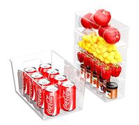 Newaner 5 piezas Organizador de refrigerador, gabinete de almacenamiento abierto de con asa, caja de almacenamiento apilable transparente para cocina, refrigerador, gabinetes, sin BPA