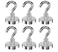Newaner 6 piezas 20MM ganchos magnéticos 9KG fuerza de atracción, imanes neodimio gancho desmontable, gancho magnetico redondos extrafuerte para refrigerador de cocina, techo, parrilla, grande