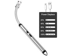 Newaner Encendedor Electrico, Encendedor Cocina Arco Eléctricos, Mechero Electrico USB Recargable Largo Antiviento 360 Flexible Mecheros ara Cocina de Gas Velas Aromáticas Chimenea Barbacoa(Plata)