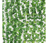 Newaner Enredaderas Artificiales, 12 Piezas 26.4m Hiedra Artificial, Plantas Decorativas Artificiales para Cocina, Patio, Columpio, Boda, Oficina, Fiesta, Navidad, Decoración de Halloween, Verde
