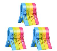Newaner Grandes Toalla Clips de Plástico Fuerte - Pinzas Durables y Resistentes al Viento para Playa, Ropa Pesada y Lavado - Brillante Color (12 Piezas)