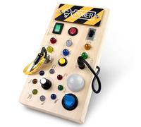 Newaner Juguetes Niños, Montessori Busy Board, Juegos Educativos de Madera con 8 Interruptores y 15 Luces LED, Juguete Tablero Sensoriales Montessori, Regalo Niños Niña 1 2 3 4 Años