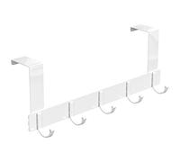 Newaner Perchero para Puerta Colgador Aluminio con 5 ganchos, Ganchos que se pueden colgar sin taladrar, Adecuado para puerta de dormitorio y de baño (blanco)