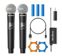 NEWBAXS - Micrófono inalámbrico inalámbrico inalámbrico de mano dual inalámbrico, salida de 1/4 pulgadas para karaoke, reunión, boda, canto, iglesia