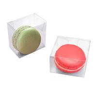 Newbested Paquete de 100 cajas de macarón de plástico transparente, bolas de malta, mini cajas de regalo para el día de San Valentín, boda, fiesta, baby shower Display (5,5 x 5,5 x 3,5 cm)