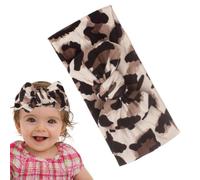 Newbornn Babyy Girl Bows Headband Leopard Print Hair Accessories | Wide Hair Accessories for Infantss and Toddlerss 0-2 Years | Cute Comfortable Turban Bands for Daily Wear & Photoshoots