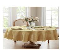 Newbridge Mantel de tela de damasco festoneado Portofino de Acciσn de Gracias, 60 x 102 pulgadas, ovalado, dorado, resistente a las arrugas y las