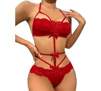 NewBull Body de Encaje para Mujer Body de una Pieza Lencería Femenina Body Sexy Lencería de Encaje Body de una Pieza Body de una Pieza Negligee Teddy Sexy con Escote Profundo (Rojo)
