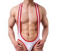 NewBull Mankini Body Sexy para Hombres Camiseta Tanga Suspensorio de Malla Tirantes Lencería Transpirable Picardía Erótica Una Pieza Disfraz Divertido