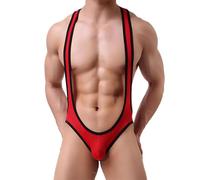 NewBull Mankini Body Sexy para Hombres Camiseta Tanga Suspensorio de Malla Tirantes Lencería Transpirable Picardía Erótica Una Pieza Disfraz Divertido