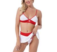 NewBull Mujer Disfraz de Enfermera Sexy Traje de Halloween Picardía Cosplay Disfraces Conjunto de Lencería Uniforme Ropa Interior Juego de Rol Disfraces Divertido para Fiestas