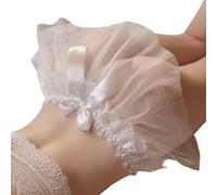 NewBull Tanga para mujer, slips sexy de encaje con abertura, tanga con hilo transparente, tul transparente, cintura baja, lazo, estilo babydoll, lencería transpirable, Sloggi Zero Feel, ropa interior