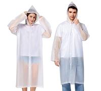 Newbyinn 2 Piezas Chubasquero mujer hombre impermeable,Raincoat Chubasqueros transparente poncho lluvia capa de chuva Blanco