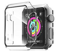 NEW'C 2 Pack Funda + Protector de Pantalla para Apple Watch Series 3/2/1 38mm - Funda con protección de Vidrio Templado incorporada para Apple Watch 38mm Series 1/2/3 -Transparente