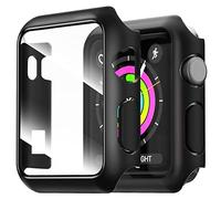 NEW'C 2 Pack Funda + Protector de Pantalla para Apple Watch Series 3/2/1 38mm - Funda con protección de Vidrio Templado incorporada para Apple Watch 38mm Series 1/2/3 - Negro
