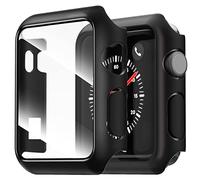 NEW'C 2 Pack Funda + Protector de Pantalla para Apple Watch Series 3/2/1 42mm - Funda con protección de Vidrio Templado incorporada para Apple Watch 42mm Serie 3/2/1 - Negro