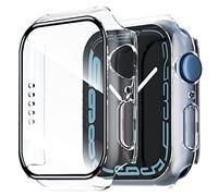 NEW'C 2 Pack Funda + Protector de Pantalla para Apple Watch Series 8/7 41mm - Funda con protección de Vidrio Templado incorporada para Apple Watch 41mm Serie 8/7 - Transparent