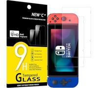 NEW'C 2 Piezas, Protector Pantalla para Nintendo Switch, Cristal templado Antiarañazos, Antihuellas, Sin Burbujas, Dureza 9H, 0.33 mm Ultra Transparente, Ultra Resistente