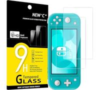 NEW'C 2 Piezas, Protector Pantalla para Nintendo Switch lite, Cristal templado Antiarañazos, Antihuellas, Sin Burbujas, Dureza 9H, 0.33 mm Ultra Transparente, Ultra Resistente