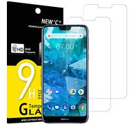 NEW'C 2 Piezas, Protector Pantalla para Nokia 7.1, Cristal templado Antiarañazos, Antihuellas, Sin Burbujas, Dureza 9H, 0.33 mm Ultra Transparente, Ultra Resistente