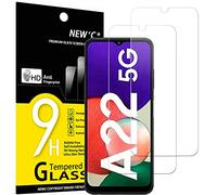 NEW'C 2 Piezas, Protector Pantalla para Samsung Galaxy A22 5G (no para Samsung Galaxy A22 4G), Cristal templado Antiarañazos, Antihuellas, Dureza 9H, 0.33 mm Ultra Transparente, Ultra Resistente