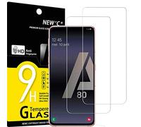 NEW'C 2 Piezas, Protector Pantalla para Samsung Galaxy A80, Galaxy A90, Cristal templado Antiarañazos, Antihuellas, Sin Burbujas, Dureza 9H, 0.33 mm Ultra Transparente, Ultra Resistente