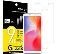 NEW'C 2 Piezas, Protector Pantalla para Xiaomi Redmi 6, Xiaomi Redmi 6A, Cristal templado Antiarañazos, Antihuellas, Sin Burbujas, Dureza 9H, 0.33 mm Ultra Transparente, Ultra Resistente