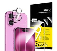 NEW'C 2 x protector pantalla para iPhone 16 Plus (6,7 pulgadas) y protector de lente de cámara - cristal templado - ultra resistente - herramienta de instalación fácil incluida