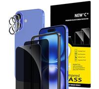 NEW'C 2 x Protector Pantalla privacidad para iPhone 16 (6,1 Pulgadas) y 2 x Protector Pantalla Protector de Lente de Cámara- Ángulo de Privacidad 28 Grados- Herramienta de instalación fácil incluida