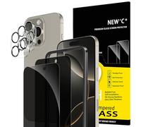 NEW'C 2 x Protector Pantalla privacidad para iPhone 16 Pro (6,3 Pulgadas) y 2 x Protector Pantalla Protector de Lente de Cámara - Cristal Templado - Herramienta de instalación fácil incluida
