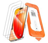 NEW'C 3 Piezas, Protector de pantalla Cobertura total para iPhone 16 Pro 6,3 pulgadas [Instalación Automática], Cristal Vidrio Templado - Ultra Resistente - Efectivo contra Rayones