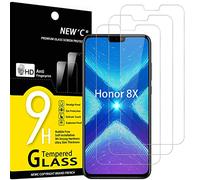 NEW'C 3 Piezas, Protector Pantalla para Honor 8X, Cristal templado Antiarañazos, Antihuellas, Sin Burbujas, Dureza 9H, 0.33 mm Ultra Transparente, Ultra Resistente