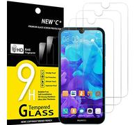 NEW'C 3 Piezas, Protector Pantalla para Huawei Y5 2019, Cristal templado Antiarañazos, Antihuellas, Sin Burbujas, Dureza 9H, 0.33 mm Ultra Transparente, Ultra Resistente