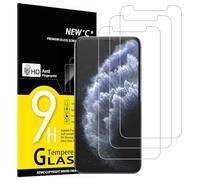 NEW'C 3 Piezas, Protector Pantalla para iPhone 11 Pro MAX y iPhone XS MAX (6,5“), Cristal templado Antiarañazos, Antihuellas, Sin Burbujas, Dureza 9H, 0.33 mm Ultra Transparente, Ultra Resistente