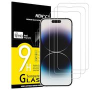 NEW'C 3 Piezas, Protector Pantalla para iPhone 14 Pro (6,1 Pulgadas), Cristal Templado Antiarañazos, Antihuellas, Sin Burbujas, Dureza 9H, 0.33 mm Ultra Transparente, Ultra Resistente
