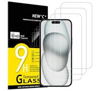 NEW'C 3 Piezas, Protector Pantalla para iPhone 16 Plus, iPhone 15 Pro Max, iPhone 15 Plus (6,7 Pulgadas), Cristal templado Antiarañazos, Dureza 9H, 0.33 mm Ultra Transparente, Ultra Resistente