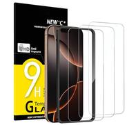 NEW'C 3 Piezas, Protector Pantalla para iPhone 16 Pro (6,3 Pulgadas), Cristal templado con herramienta de instalación fácil incluida, Antiarañazos, Antihuellas, Dureza 9H, Ultra Resistente