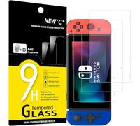 NEW'C 3 Piezas, Protector Pantalla para Nintendo Switch, Cristal templado Antiarañazos, Antihuellas, Sin Burbujas, Dureza 9H, 0.33 mm Ultra Transparente, Ultra Resistente