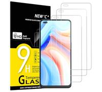 NEW'C 3 Piezas, Protector Pantalla para OPPO Reno 4, [No para OPPO Reno 4Z] Cristal Templado Antiarañazos, Antihuellas, Sin Burbujas, Dureza 9H, 0.33 mm Ultra Transparente, Ultra Resistente