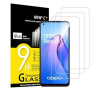 NEW'C 3 Piezas, Protector Pantalla para OPPO Reno 8 5G, Reno 8 Lite 5G, Cristal Templado Antiarañazos, Antihuellas, Sin Burbujas, Dureza 9H, 0.33 mm Ultra Transparente, Ultra Resistente